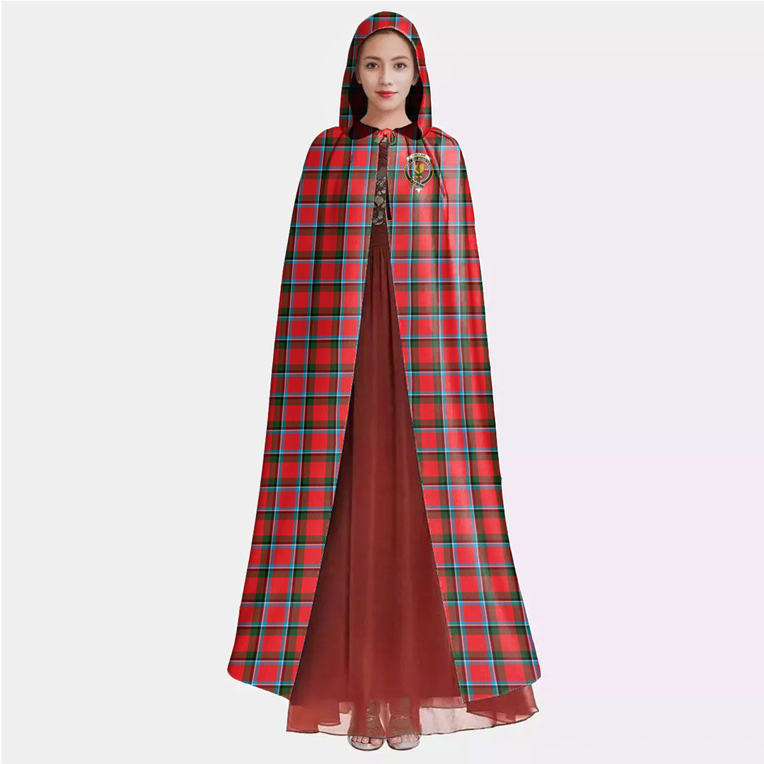 Sinclair Modern Tartan Crest Hooded Cloak