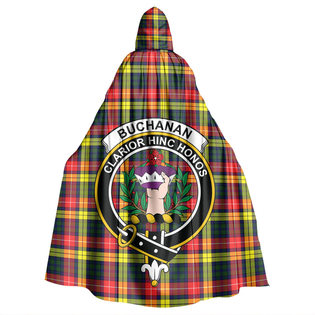 Buchanan Modern Tartan Crest Hooded Cloak