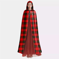 Wallace Hunting Red Tartan Crest Hooded Cloak