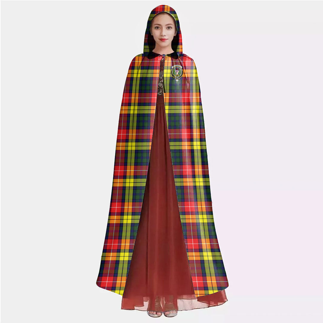 Buchanan Modern Tartan Crest Hooded Cloak