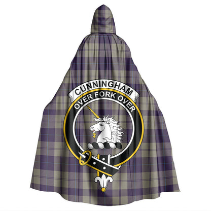 Cunningham Dress Blue Dancers Tartan Crest Hooded Cloak