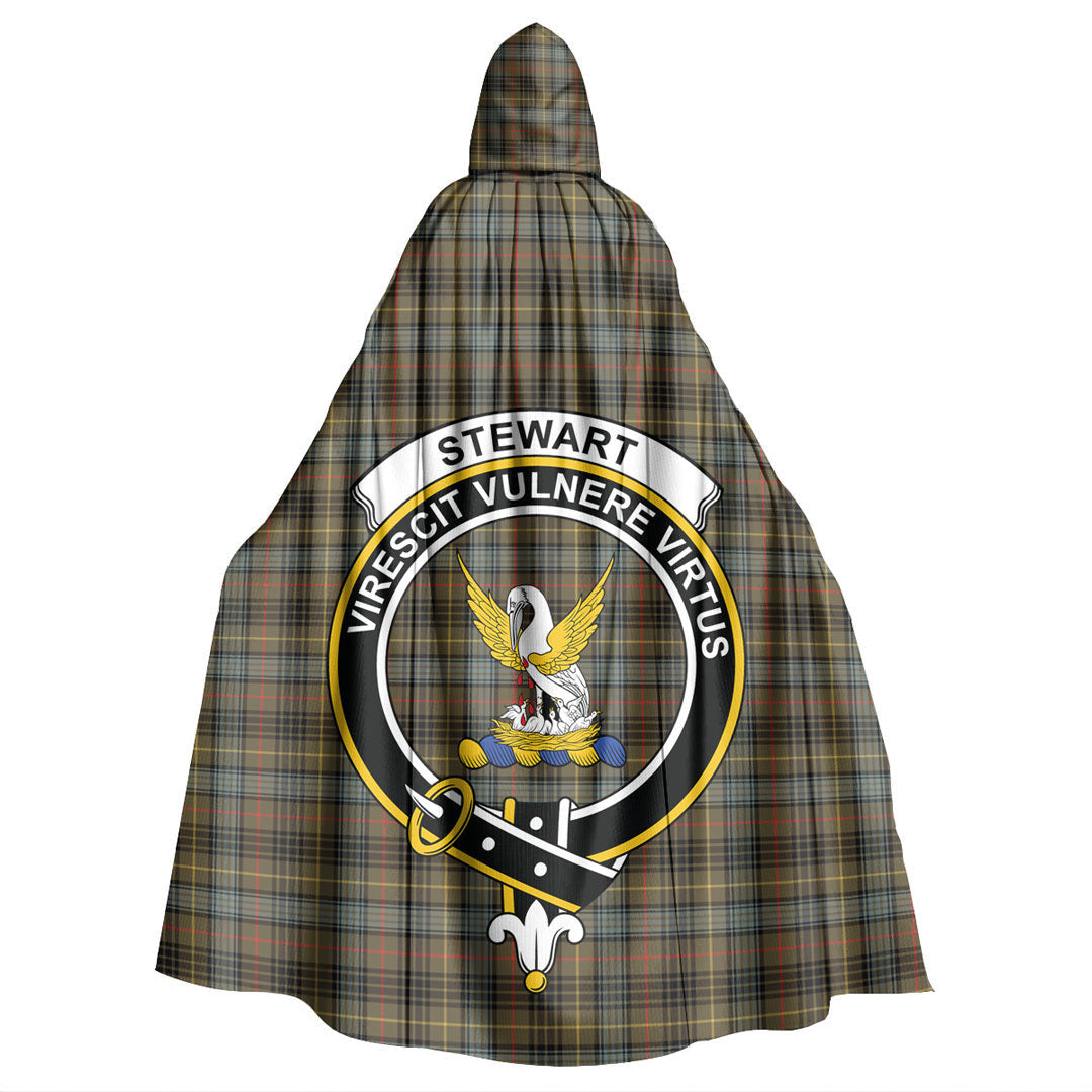 Stewart Hunting Weathered Tartan Crest Hooded Cloak