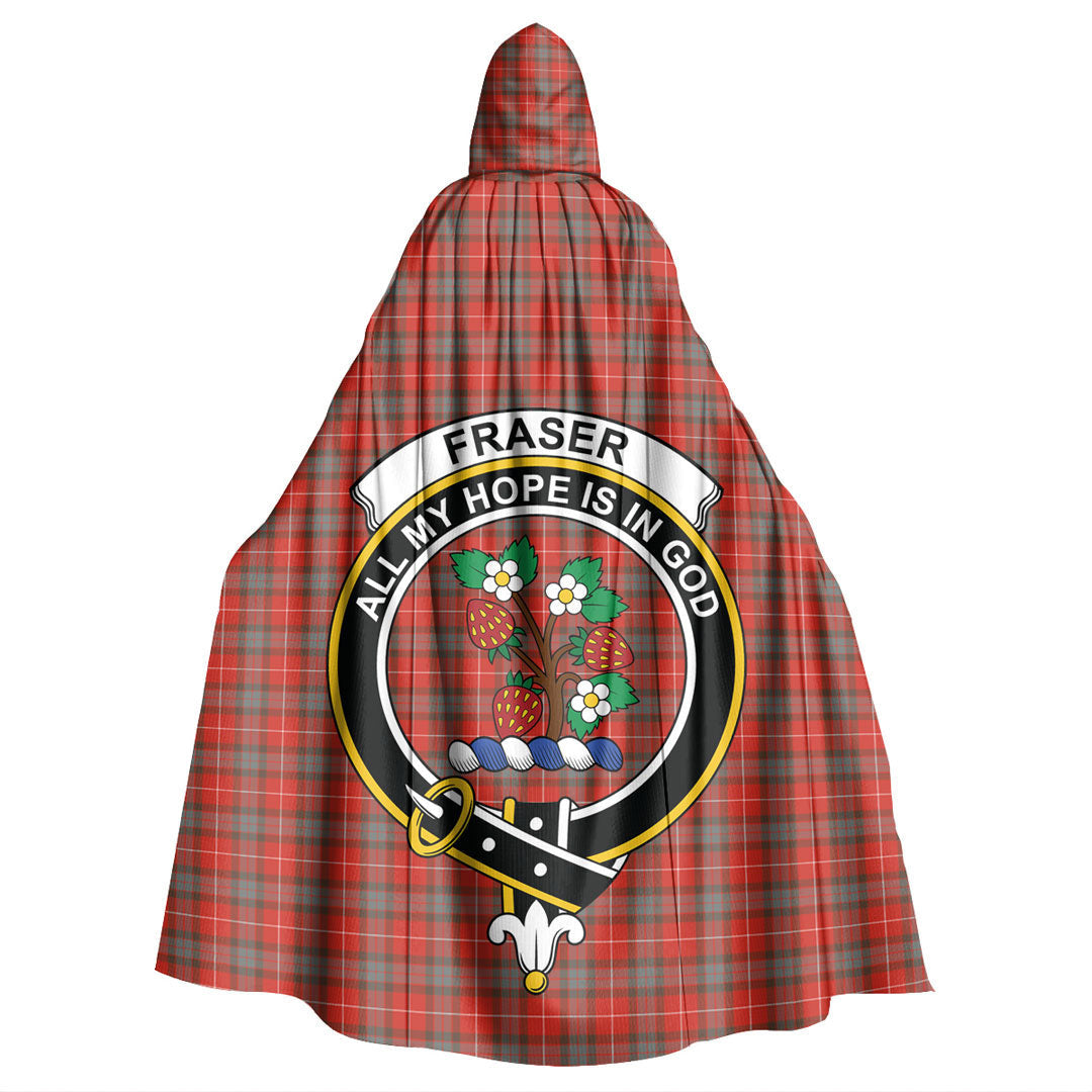 Fraser Weathered Tartan Crest Hooded Cloak