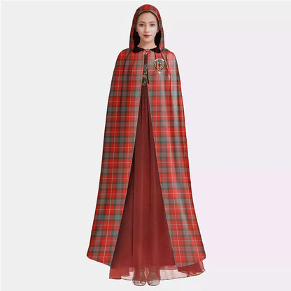 Fraser Weathered Tartan Crest Hooded Cloak