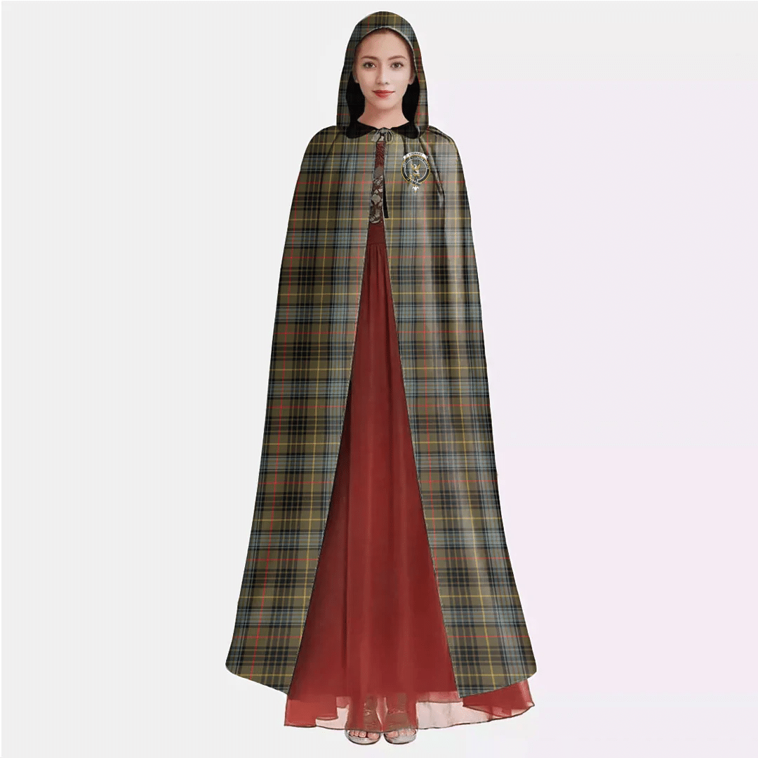 Stewart Hunting Weathered Tartan Crest Hooded Cloak