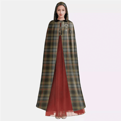 Stewart Hunting Weathered Tartan Crest Hooded Cloak