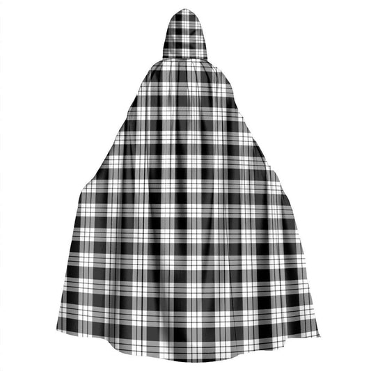 MacFarlane Black White Tartan Plaid Hooded Cloak