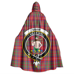 Shaw Red Modern Tartan Crest Hooded Cloak