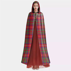 Shaw Red Modern Tartan Crest Hooded Cloak