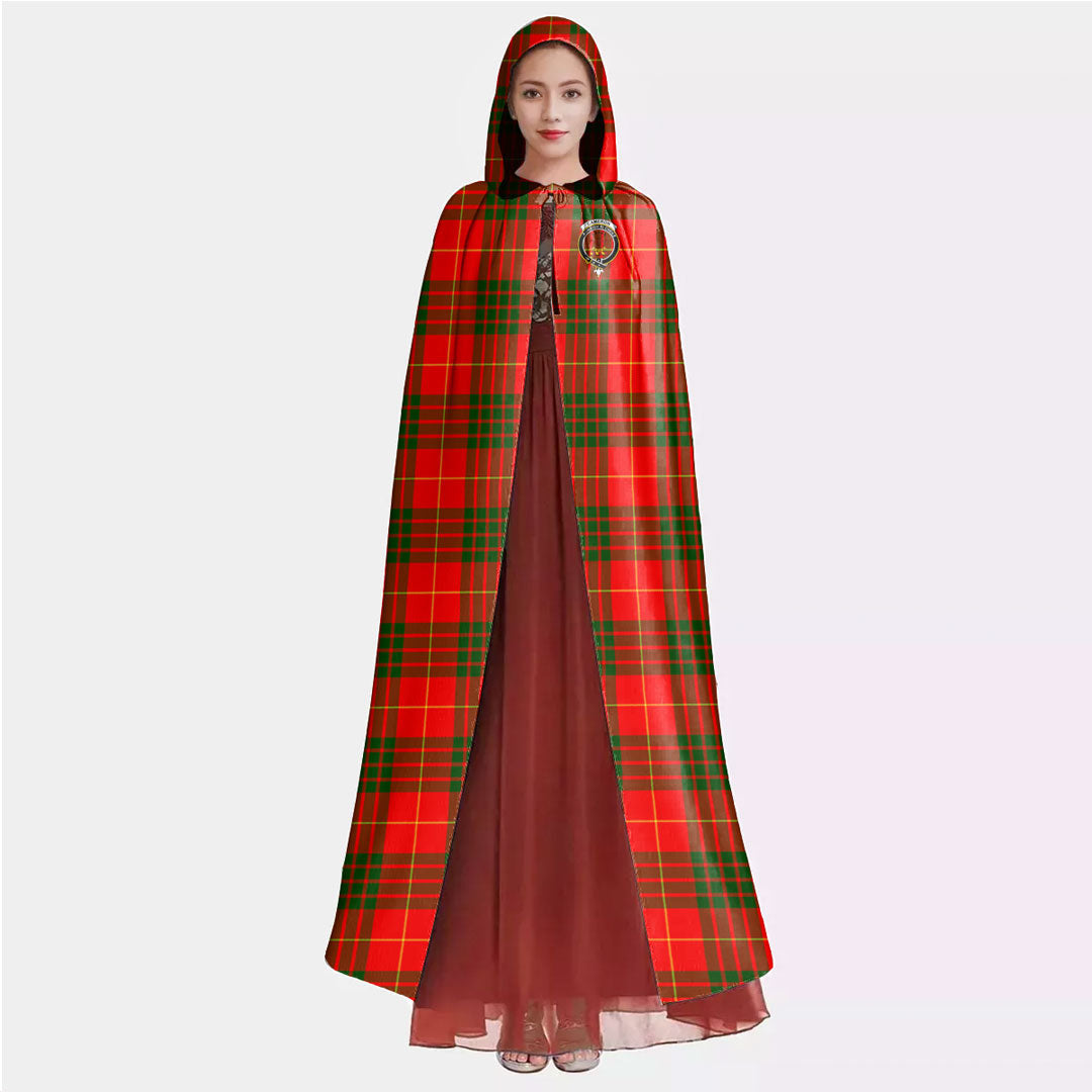 Cameron Modern Tartan Crest Hooded Cloak