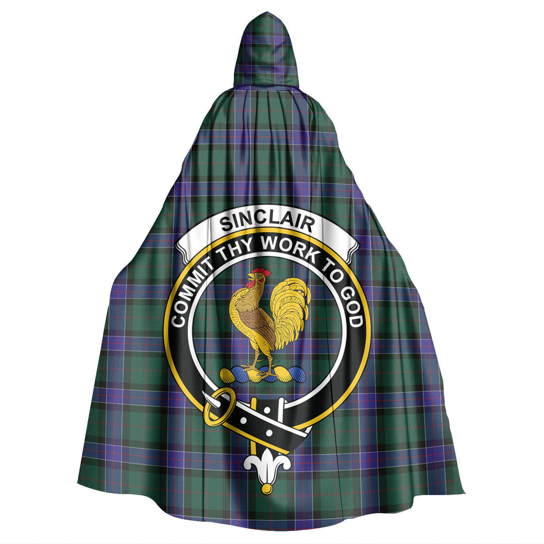 Sinclair Hunting Modern Tartan Crest Hooded Cloak