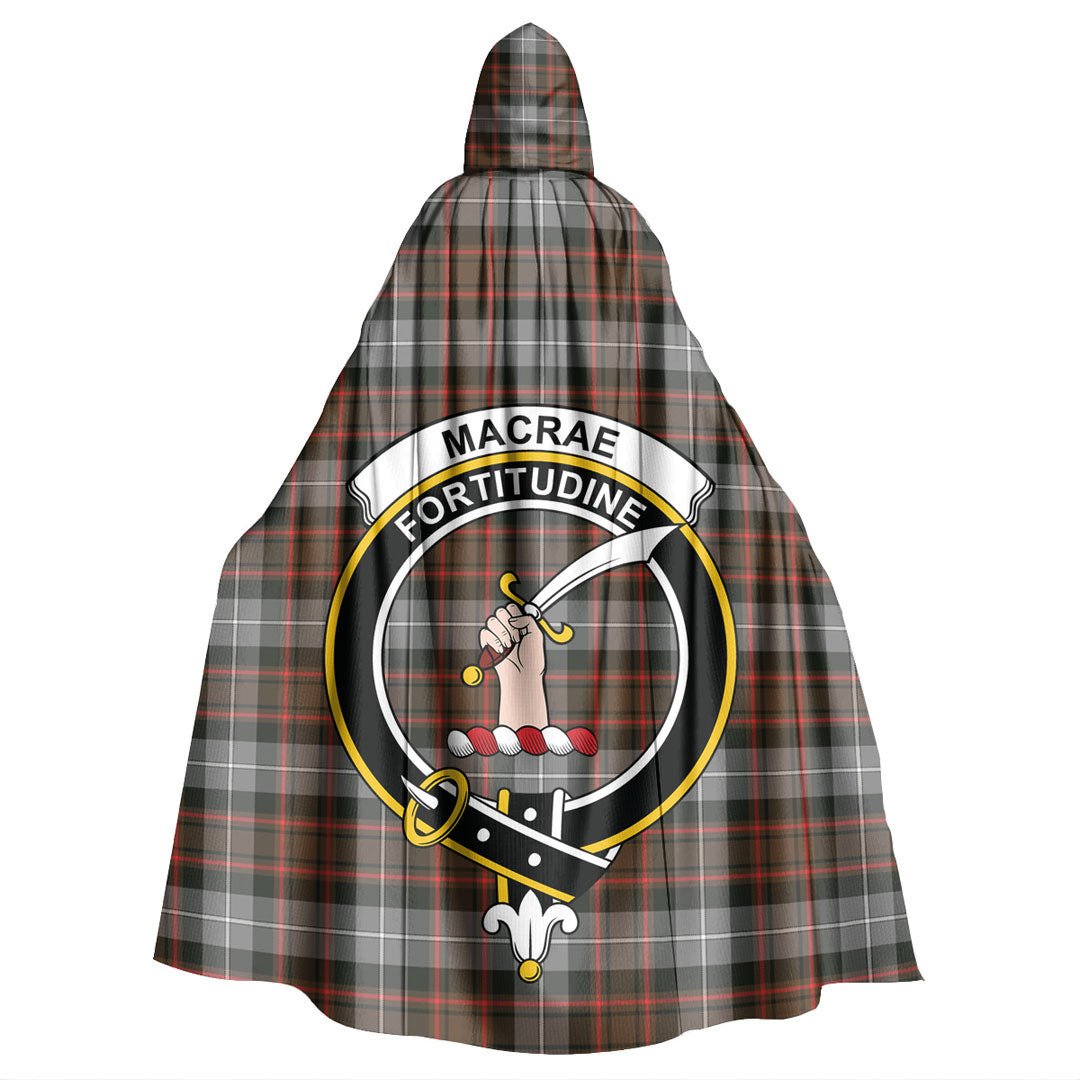 MacRae Hunting Weathered Tartan Crest Hooded Cloak