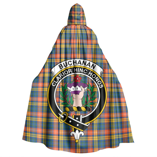 Buchanan Ancient Tartan Crest Hooded Cloak