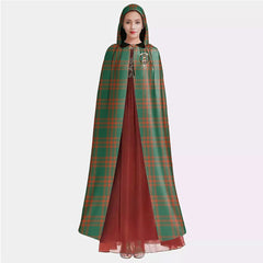 Menzies Green Ancient Tartan Crest Hooded Cloak