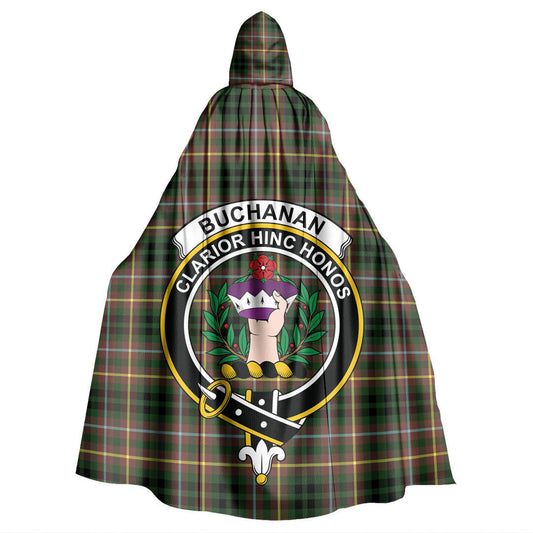 Buchanan Hunting Tartan Crest Hooded Cloak