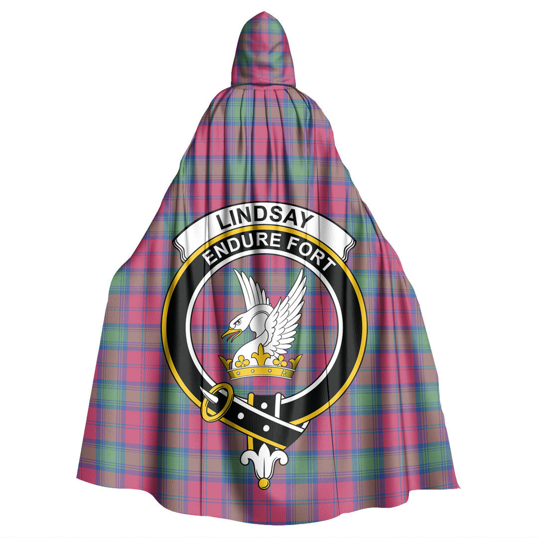 Lindsay Ancient Tartan Crest Hooded Cloak