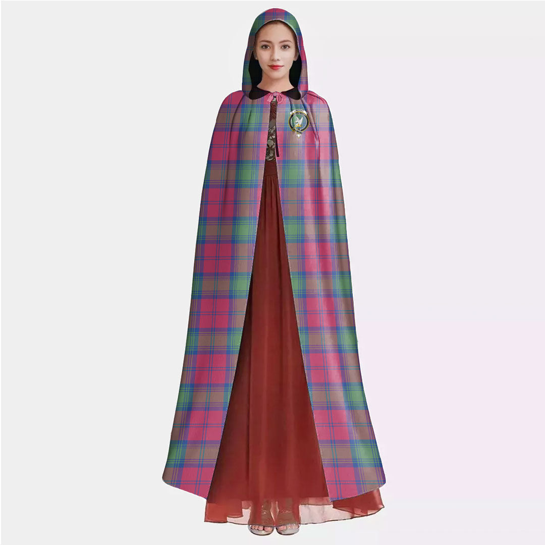 Lindsay Ancient Tartan Crest Hooded Cloak