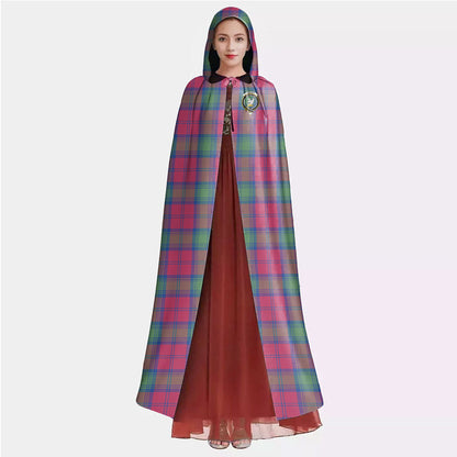 Lindsay Ancient Tartan Crest Hooded Cloak