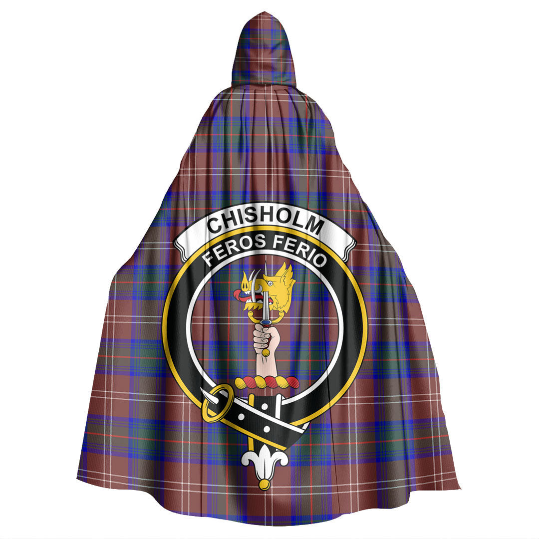 Chisholm Hunting Modern Tartan Crest Hooded Cloak