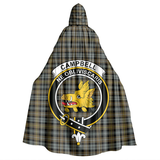 Campbell Argyll Weathered Tartan Crest Hooded Cloak