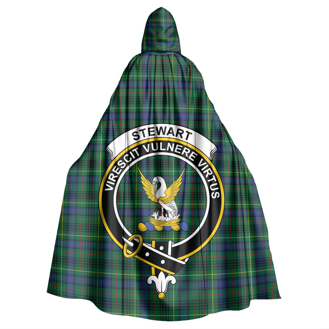 Stewart Hunting Modern Tartan Crest Hooded Cloak
