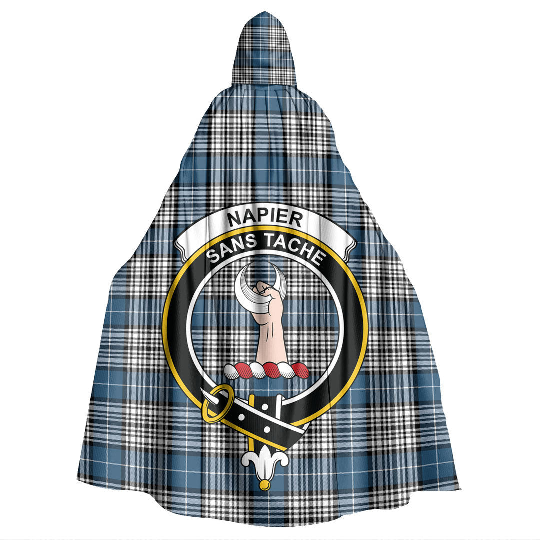 Napier Modern Tartan Crest Hooded Cloak