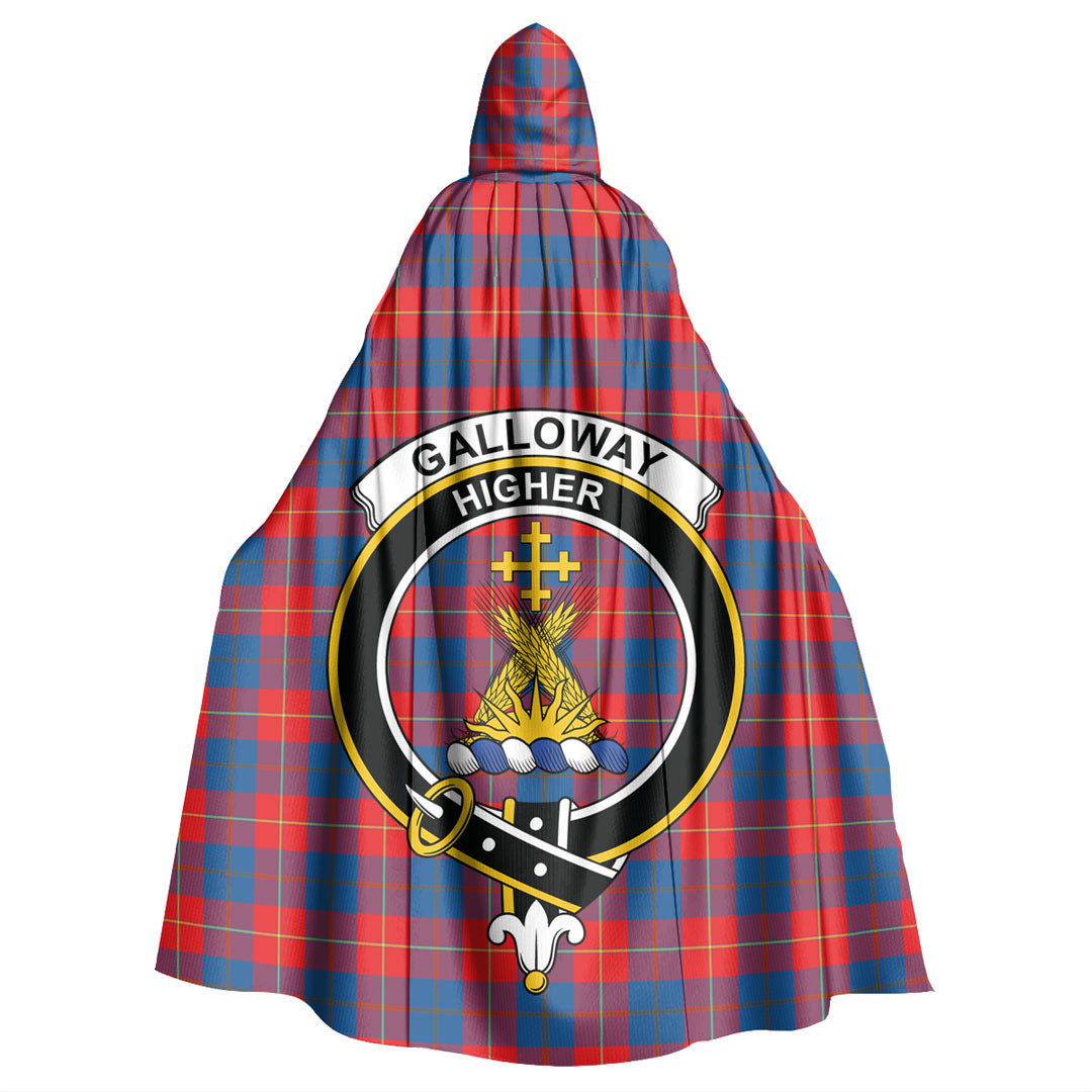 Galloway Red Tartan Crest Hooded Cloak