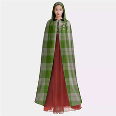 Cunningham Dress Green Dancers Tartan Crest Hooded Cloak