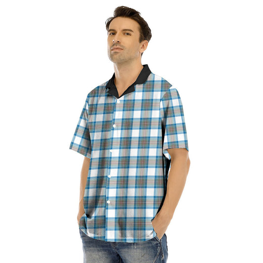 Stewart Muted Blue Tartan Plaid Hawaii Shirt