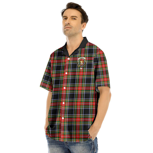 Stewart Black Tartan Crest Hawaii Shirt