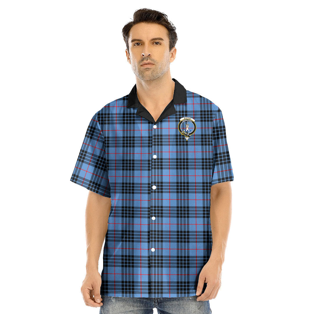 MacKay Blue Tartan Crest Hawaii Shirt