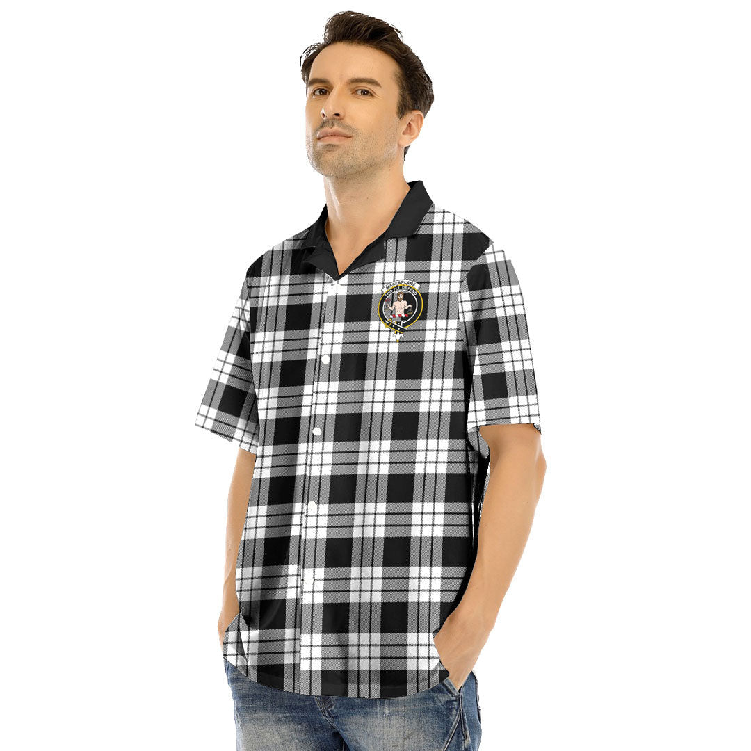 MacFarlane Black White Tartan Crest Hawaii Shirt