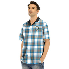 Stewart Muted Blue Tartan Crest Hawaii Shirt