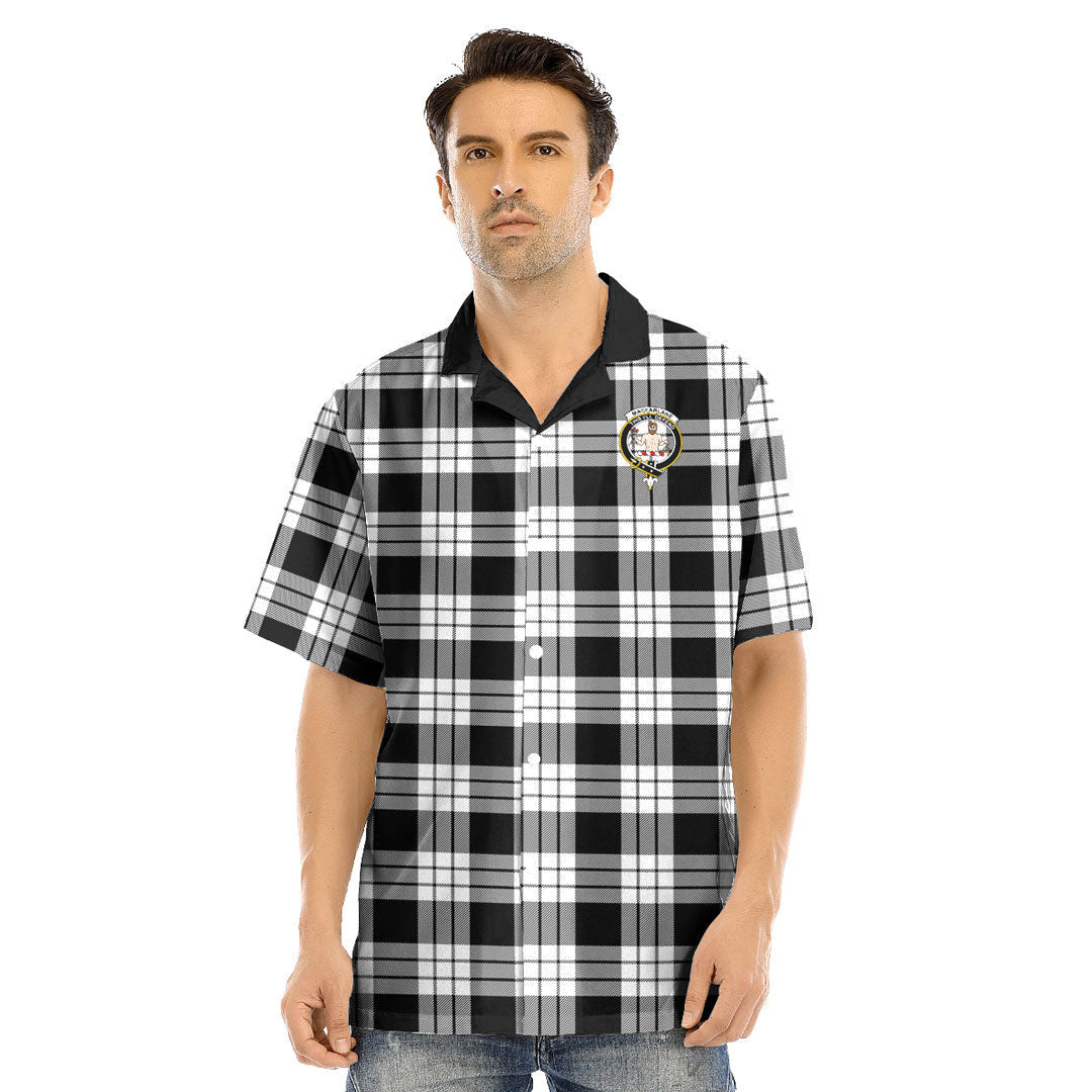 MacFarlane Black White Tartan Crest Hawaii Shirt