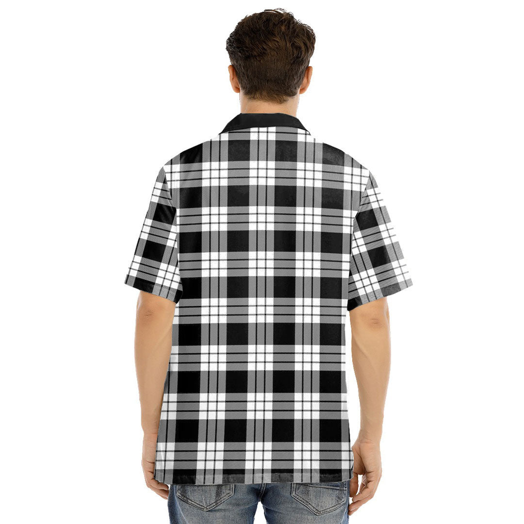 MacFarlane Black White Tartan Crest Hawaii Shirt