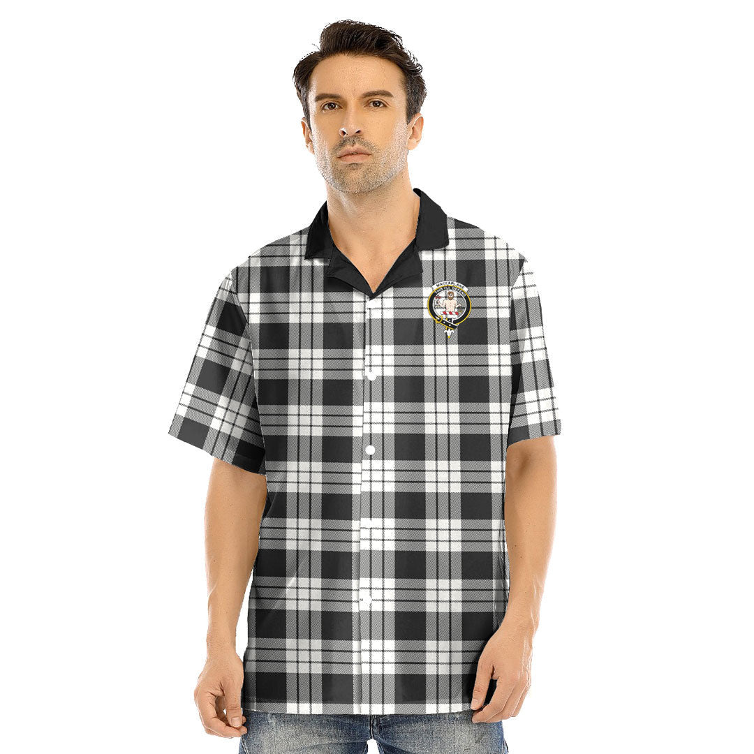 MacFarlane Black White Ancient Tartan Crest Hawaii Shirt