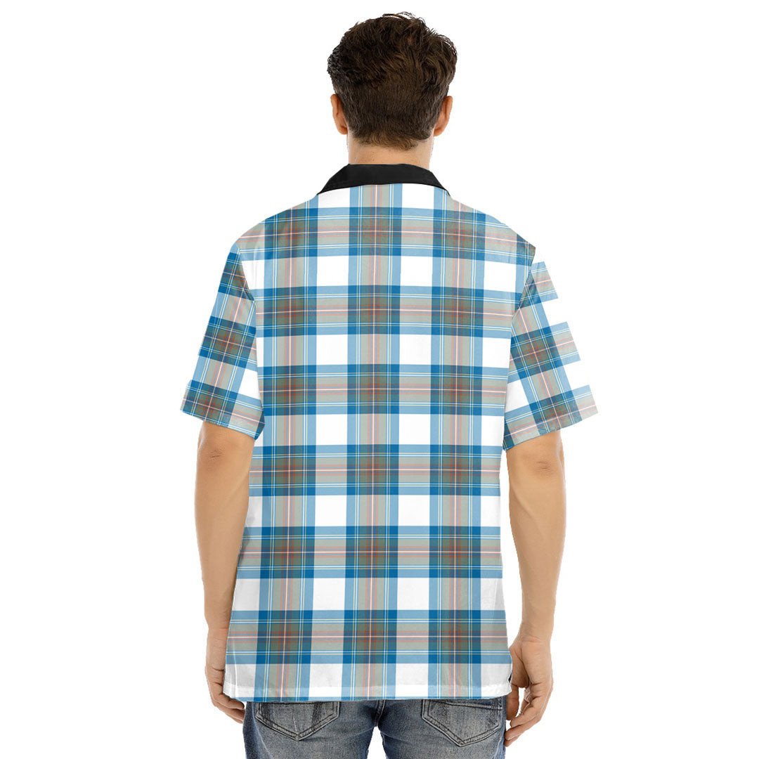 Stewart Muted Blue Tartan Crest Hawaii Shirt