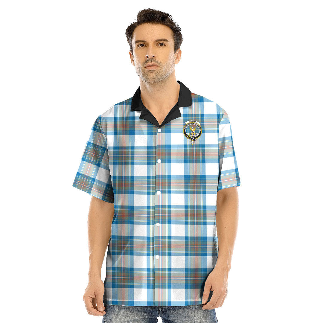 Stewart Muted Blue Tartan Crest Hawaii Shirt