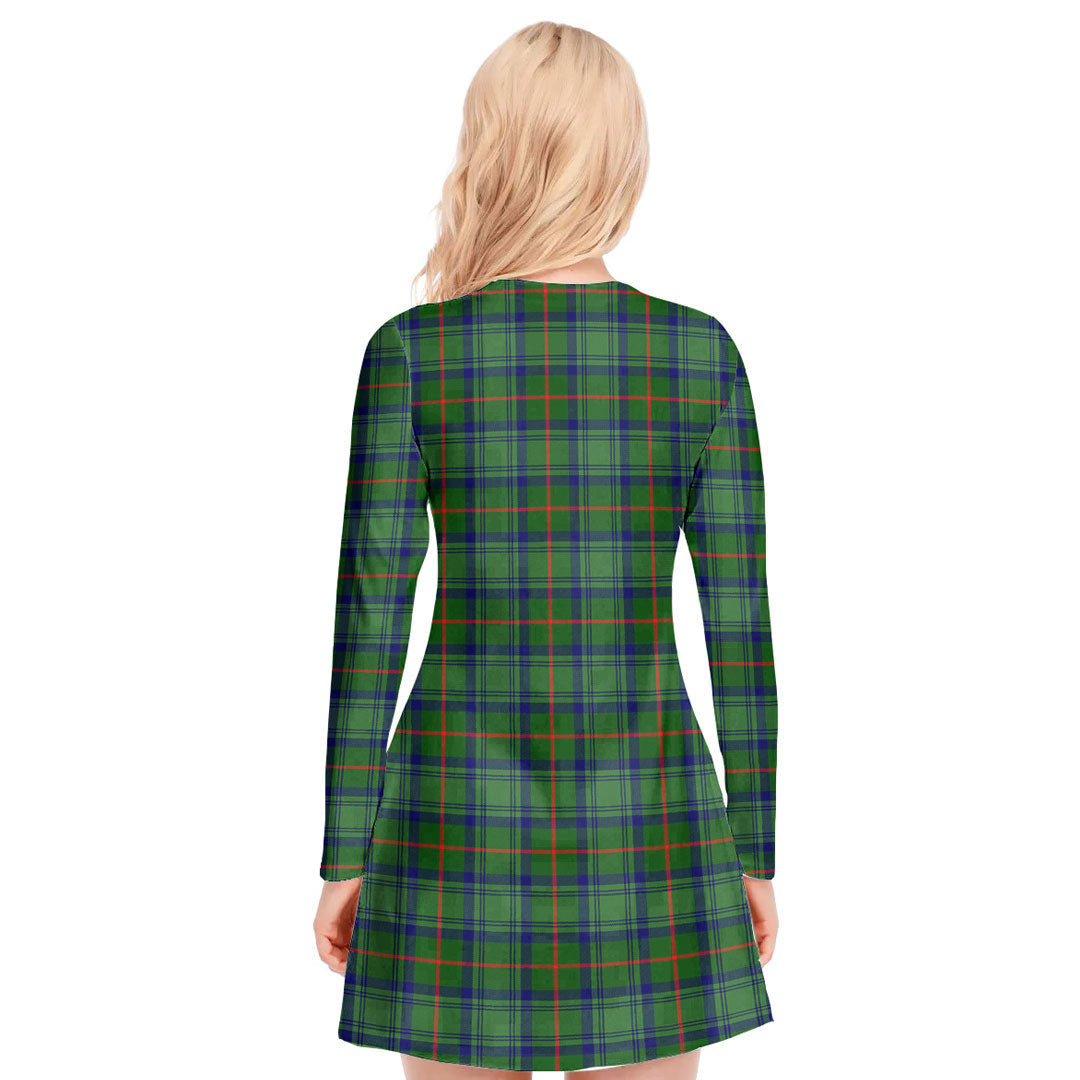 Cranstoun Tartan Plaid V-neck Long Sleeve Dress