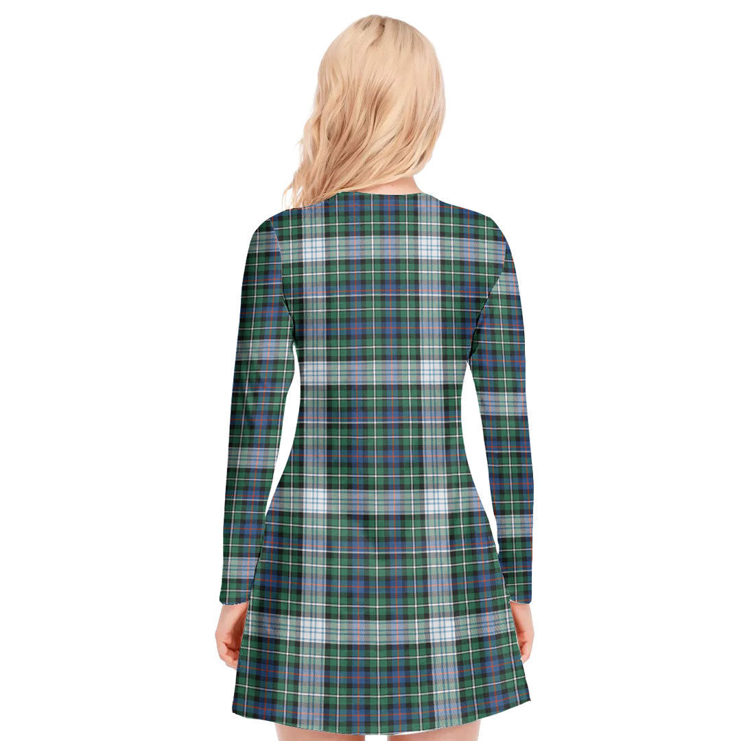 MacKenzie Dress Ancient Tartan Plaid V-neck Long Sleeve Dress