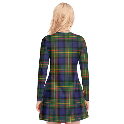 MacLaren Modern Tartan Plaid V-neck Long Sleeve Dress