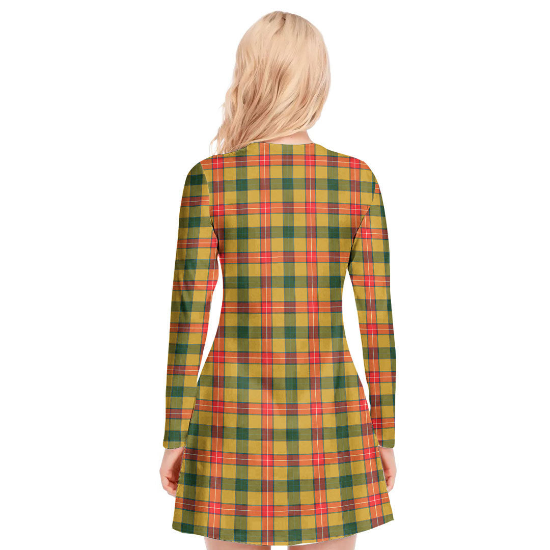 Baxter Tartan Plaid V-neck Long Sleeve Dress