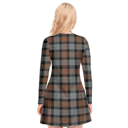 Gunn Weathered Tartan Plaid V-neck Long Sleeve Dress