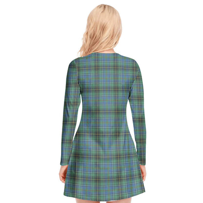 MacInnes Ancient Tartan Plaid V-neck Long Sleeve Dress