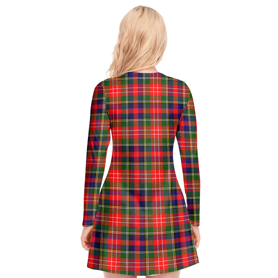 Christie Tartan Plaid V-neck Long Sleeve Dress