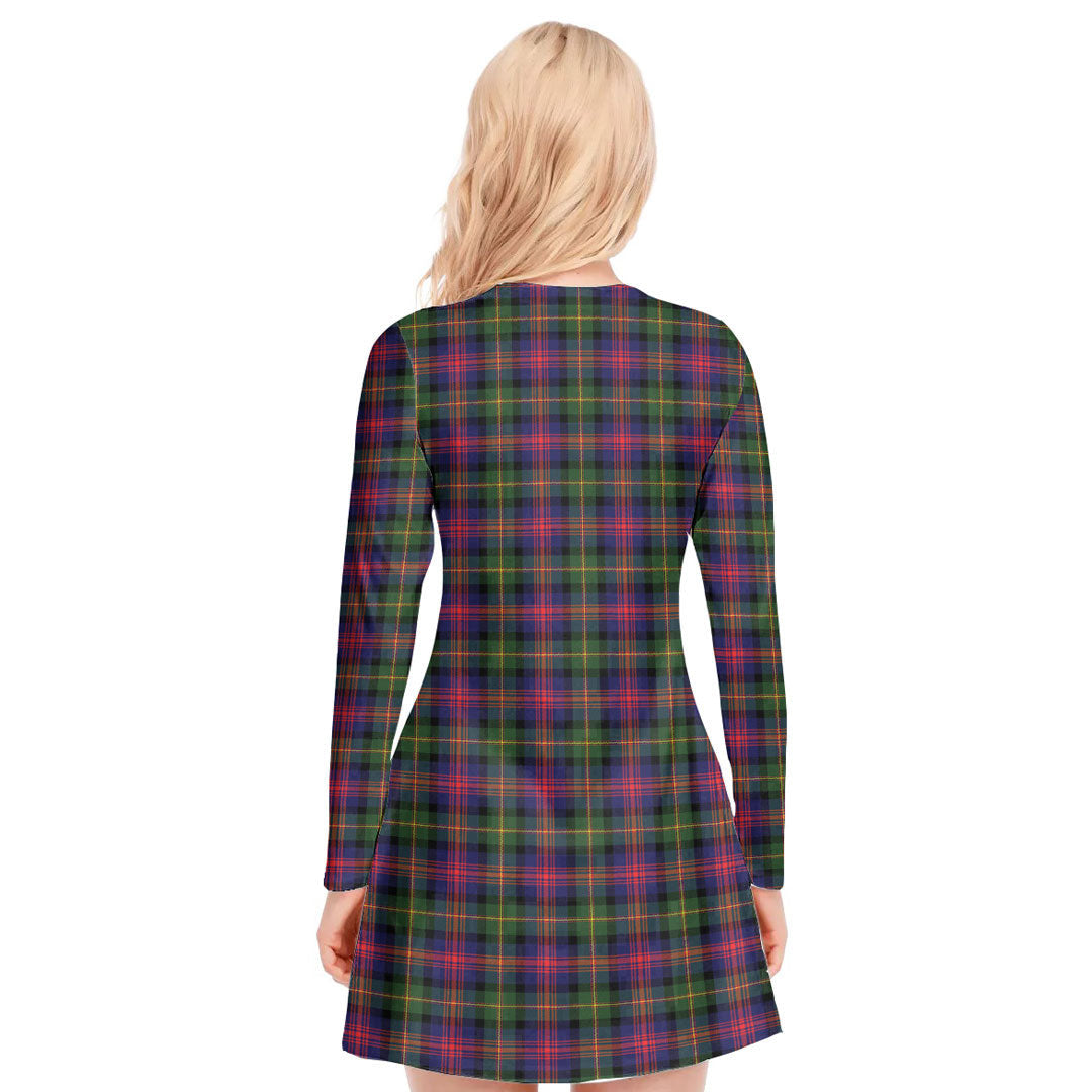 Logan Modern Tartan Plaid V-neck Long Sleeve Dress