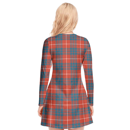 Hamilton Ancient Tartan Plaid V-neck Long Sleeve Dress