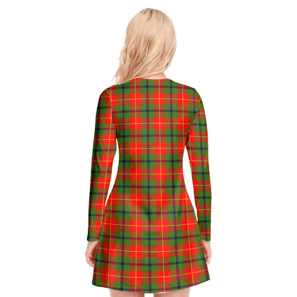 Turnbull Dress Tartan Crest V-neck Long Sleeve Dress