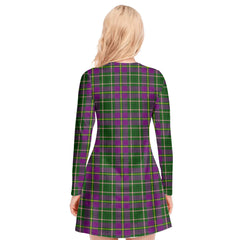 Taylor Tartan Plaid V-neck Long Sleeve Dress