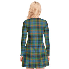 Gillies Ancient Tartan Plaid V-neck Long Sleeve Dress